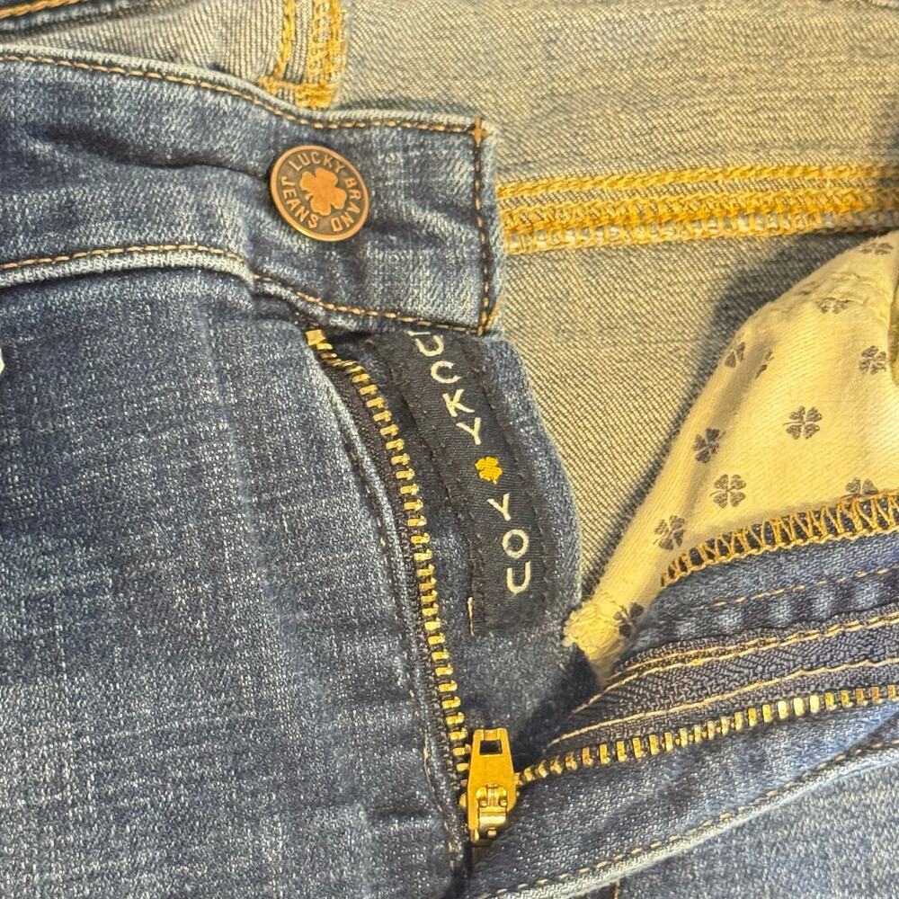 Lucky Brand Ava Crop Distressed Denim Skinny Mid-Rise Jeans Women's Sz 2/26 - Picture 4 of 12